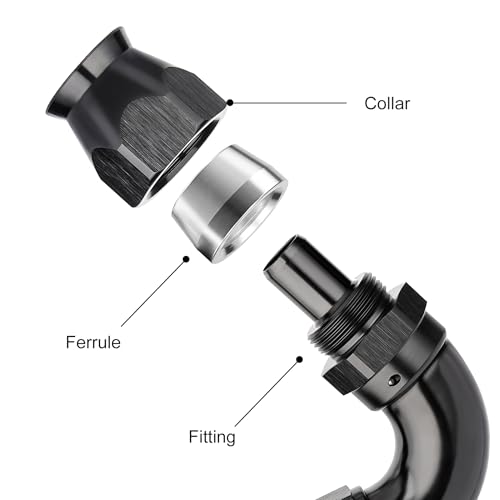 8AN 120 Degree PTFE One Piece Full Flow End Hose Fitting Aluminum Black (8AN / 120 Degree)