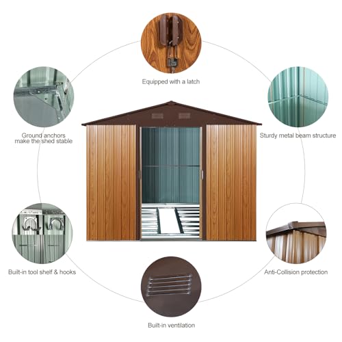 10x8 FT Outdoor Storage Shed (Coffee / 10x8 FT)