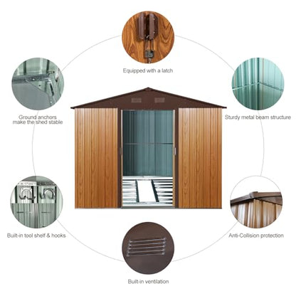 10x8 FT Outdoor Storage Shed (Coffee / 10x8 FT)