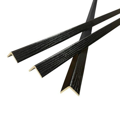 Wall Corner Protector 6PCS 45" Corner Molding Trim Black Wood Grain Corner Trim Decorative Strips for Door and Window Frames Mirror Edges Ceramic Tiles (Black)