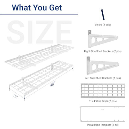 2 Pack 1x4ft 12 (White / 2 pack-1x4 ft)