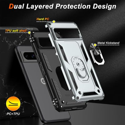 for Google Pixel 8 Pro Case with Screen Protector (Silver / Google Pixel 8 Pro)