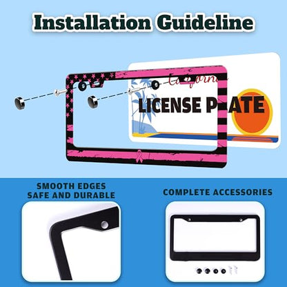 Breast Cancer Awareness Pink Ribbon License Plate Frame 6.3 X 12.2 Inch (Breast Cancer Awareness Pink Ribbon)