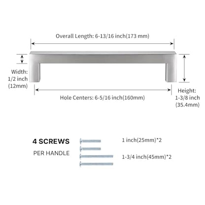 15 Pack 6-1/4 Inch Brushed Nickel Cabinet Pulls Drawer Handles (Brushed Nickel / 6-1/4 Inch Hole Centers)