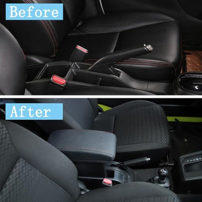 Armrest Box Center Console Arm Rest Seat Storage Box for Suzuki Jimny 2019 (Black-B Black Line)