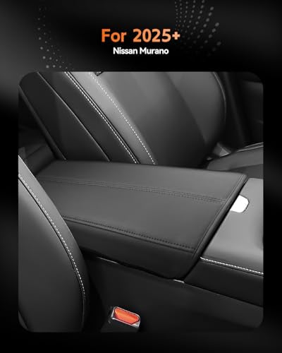 for 2025 2026 Nissan Murano Center Console Cover Armrest Box Cover for Murano (Murano Thin Black Leather)