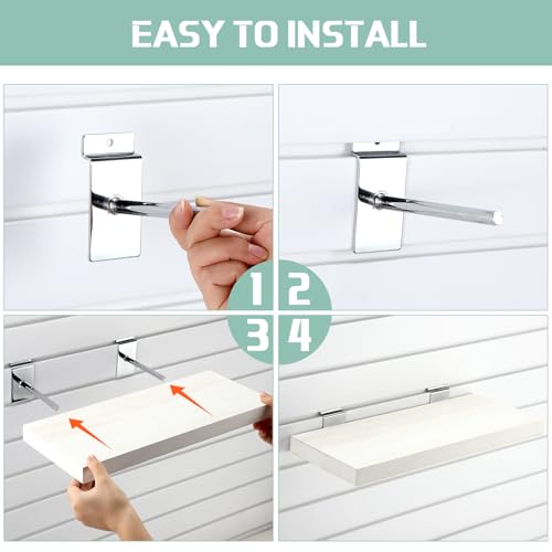 4 Pack Wooden Slatwall Shelf (White / 16.1" X 6.7"x 1.1")