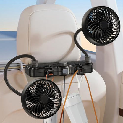 Dual Head Gooseneck Car Cooling Fans for Back Seat for Kids