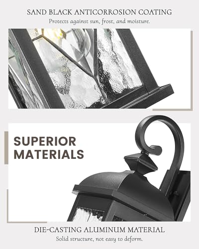 2 Pack Large Outdoor Wall Sconce (Matte Black, Lozenge Pattern / 21", 2 Pack)