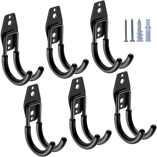Heavy Duty Garage Hooks 6 Pack (2.6inch J Hook / Black Small J Hook)