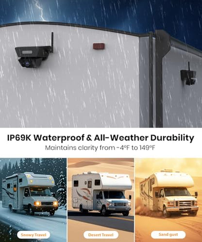 2 Solar Backup Camera Wireless for RVs (7.2" Dual Cam)