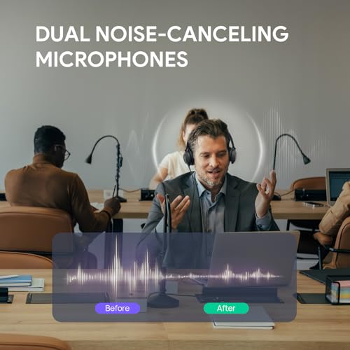 UH37 USB Headset with Noise Cancelling Mic Wired Headphone for PC (UH37 USB-C/A / Dual-Ear (Teams))