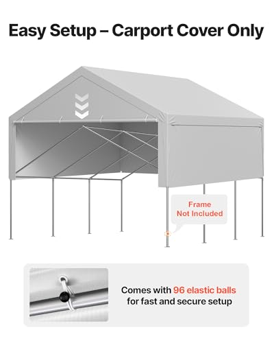 Carport Replacement Canopy Cover (Gray / 20x20ft)