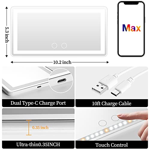 Car Sun Visor Vanity Mirror with Lights (2Pack White)
