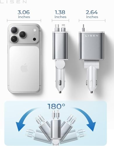 Retractable Car Charger for iPhone (White / 31.5 Inch)