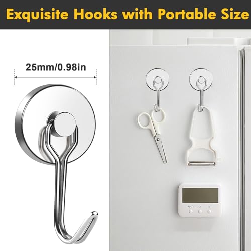 Magnetic Hooks Heavy Duty 80LB+ Swivel Swing Strong Magnetic Hook (Silver / 0.98in)
