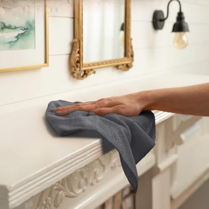 Microfiber Cleaning Cloths (Pack of 12 - 12x12 Inches / Grey)