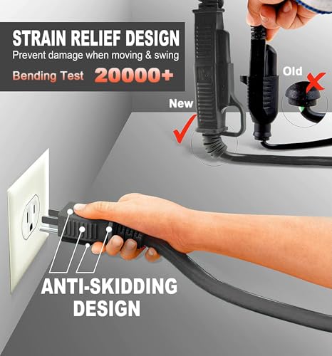 Indoor Black Extension Cord 10 FT 2Pack Waterproof 16 (10 FT-2pcs / 16/3 Extension Cord / Black)