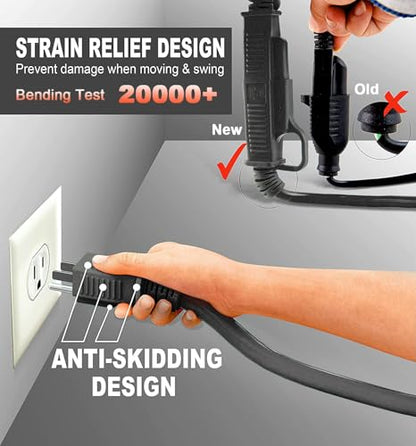 Indoor Black Extension Cord 10 FT 2Pack Waterproof 16 (10 FT-2pcs / 16/3 Extension Cord / Black)