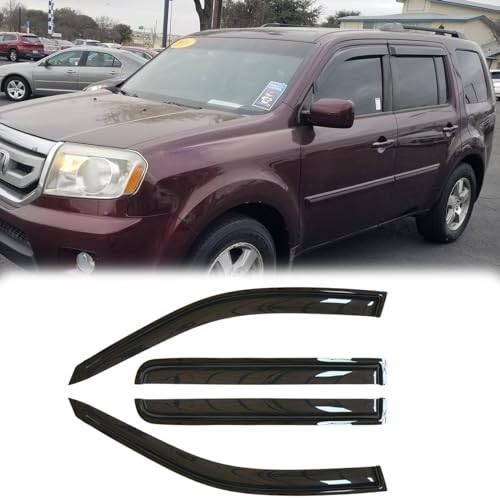 Window Visors Rain Guards Smoke Color for 2009 (For 2009-2015 Pilot)