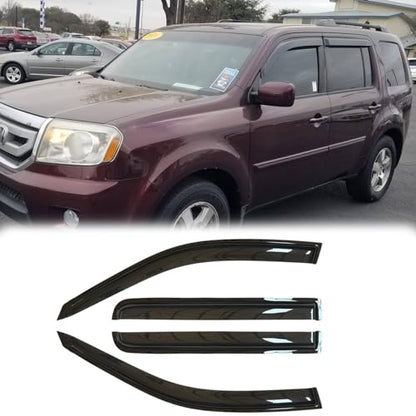 Window Visors Rain Guards Smoke Color for 2009 (For 2009-2015 Pilot)