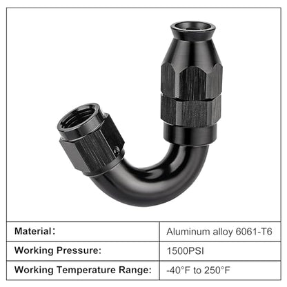 4AN 150 Degree PTFE One Piece Full Flow End Hose Fitting Aluminum Black (4AN / 150 Degree)