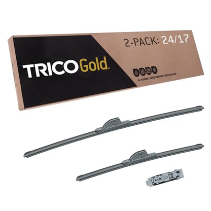 Gold™ (18-2417) 24 & 17 Inch Pack of 2 Automotive Replacement Windshield Wiper Blades for My Car Premium All Weather Beam Blade for Select Vehicle Models (24" + 17" Pair Pack / Premium)