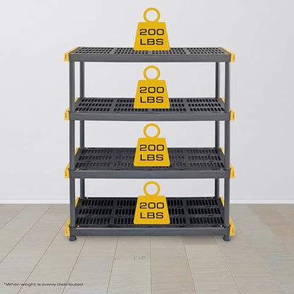 4 Tier Heavy Duty Plastic Storage Shelves for Garage Organization (4-Tier)