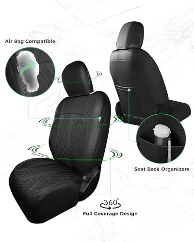for Jeep Wrangler Leather Custom Car Seat Covers Full Set 4 Door (Black / JL 18-26 4Door With Rear Cup Holder)