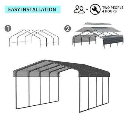 12x20 FT Metal Carport (12x20 FT/Black)