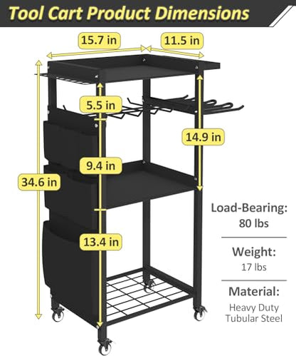 4 Tier Rolling Power Tool Organizer Storage Cart