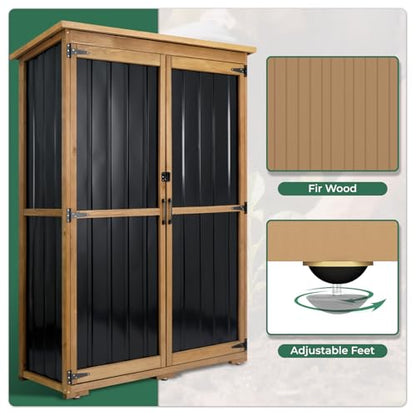 Outdoor Storage Shed with Adjustable Shelf (Brown / 46"x18.2"x68")