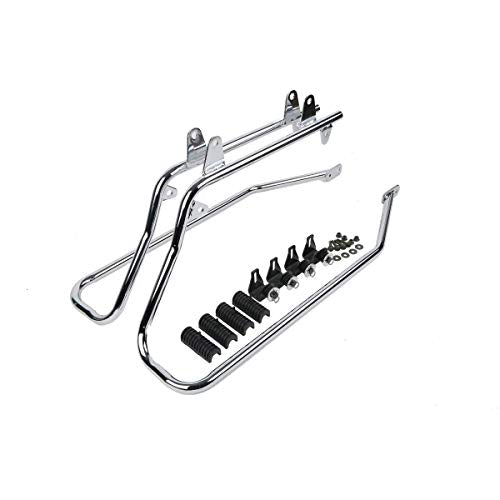 Motorcycle Hard Saddlebags with 5x7 Speaker Lids & Chrome Conversion Brackets Fit For Harley Softail Deluxe Heritage Softail 1984 (Vivid Black W/ Chrome Latches)