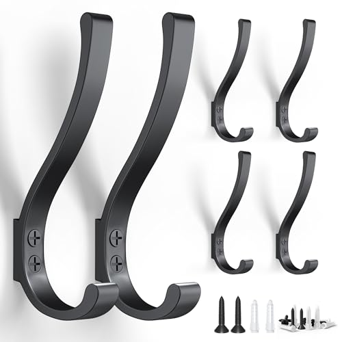 6 Pack Heavy Duty Coat Hooks for Wall Mount