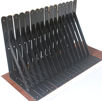 8 Pack L12 x H 8" Black Heavy Duty Shelf Brackets with Screws Metal Shelf Brackets Shelf Support Angle Brackets for Shelves L Brackets Heavy Duty Floating Shelf (8 Pack-Black / 12''x8'')
