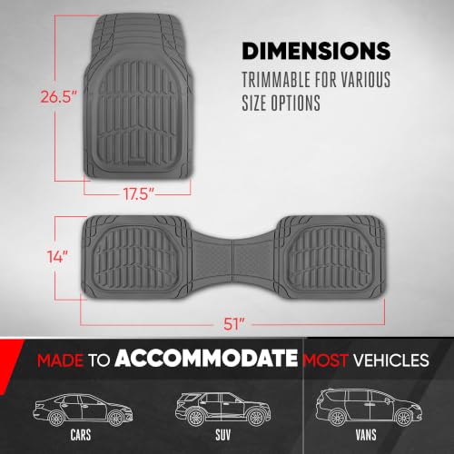 FlexTough LITE Rubber Car Mats Full Set (Full Set Lite (Sedan, Compact) / Gray Lite)