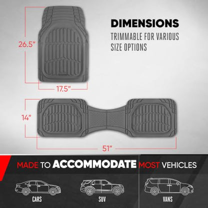 FlexTough LITE Rubber Car Mats Full Set (Full Set Lite (Sedan, Compact) / Gray Lite)