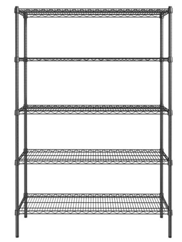 Black 5 Tier Metal Adjustable Freestanding Garage Storage Wire Shelving Unit (Black-5Tiers-36x14x72")