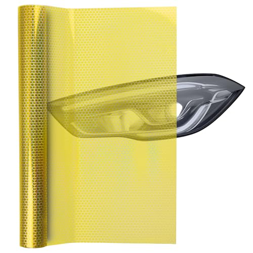 Car Light Tint Film (Ammo Yellow Honeycomb / 12in x 60in)
