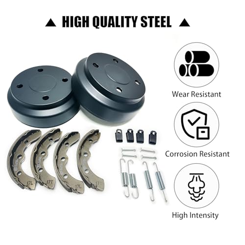 Golf Cart Brake Drums Kit with Brake Shoes & Springs for Club Car