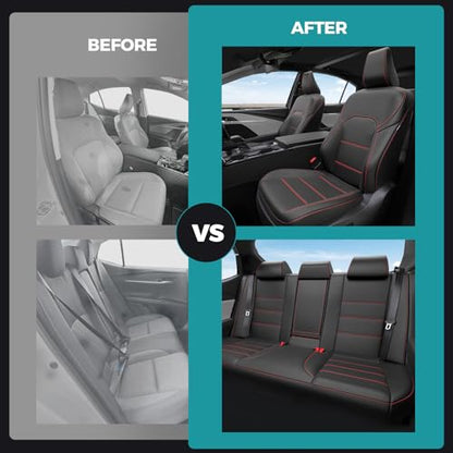 Custom Fit Seat Covers for Toyota Camry 2025 2026 Hybrid (Black With Red Trim / 2025-2026 Camry LE SE)