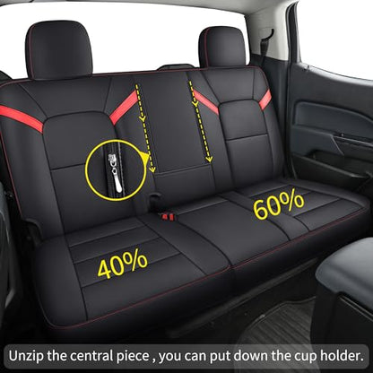 Chevy Colorado Seat Covers ((2023-2025) Full Set / Black&Red)