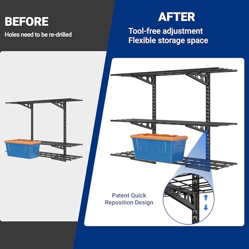 3 Tier 1x3ft Garage Storage Wall Shelving (Black / 1x3 ft)