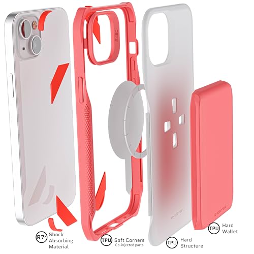 EXEC Wallet iPhone 14 Plus Case for Women with MagSafe Magnetic Credit Card Holder Supports Mag Safe Accessories (iPhone 14 Plus / Pink)