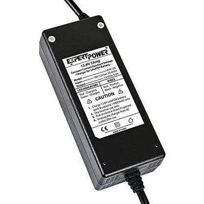 12.8V 5A Smart Charger for Lithium LiFePO4 Deep Cycle Rechargeable Batteries (5 Amp)