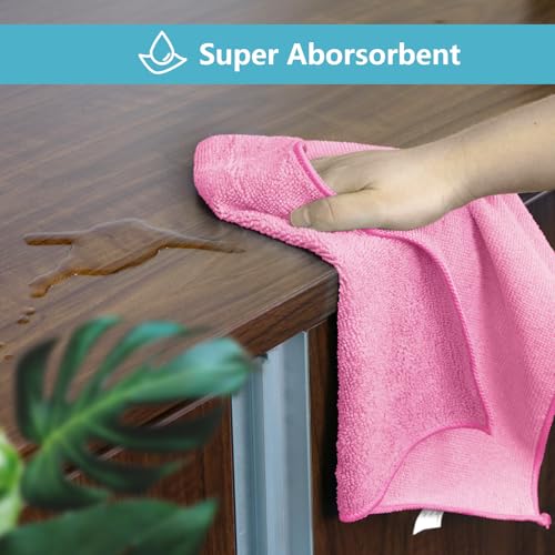 50PK Microfiber Cleaning Cloth (Pink)