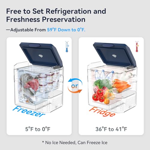 Car Fridge Portable 12V Refrigerator 40 Quart 12 Volt Freezer Compressor Cooler 12V (Blue(Matte))
