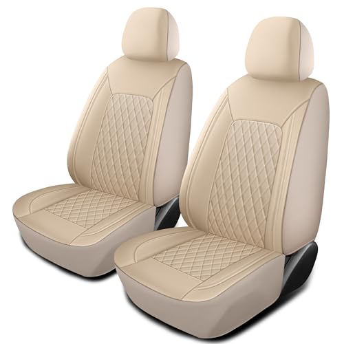Faux Leather Front Car Seat Covers (N1 Beige / Front Seat)