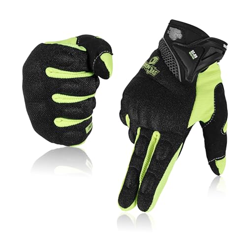 Motorcycle Riding Gloves Touch Screen Full Finger Glove Motocross Road Racing Bike Outdoor Sports for Women Men (Medium / 09Green)