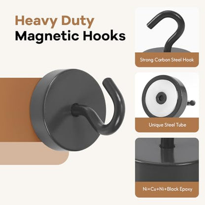 Magnetic Hooks Steel Tube Design for Cruise (Gunmetal / 80lb Magnetic Hooks)